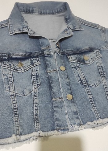 40 Beden Düğmeli Mavi Kadın Denim Ceket