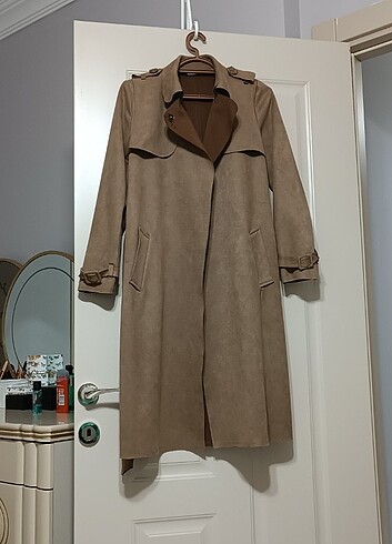 Süet trençkot 36 beden - Görsel 5