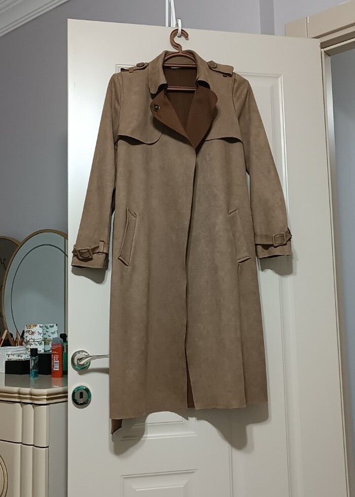 Süet trençkot 36 beden - Görsel 5