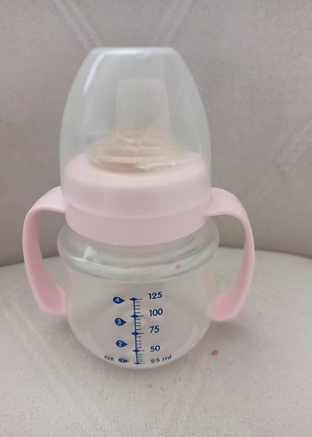 wee baby Pembe Kulplu Bebek Biberonu alıştırma bardağı - Görsel 2