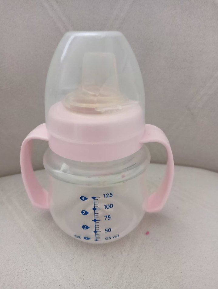 wee baby Pembe Kulplu Bebek Biberonu alıştırma bardağı - Görsel 2