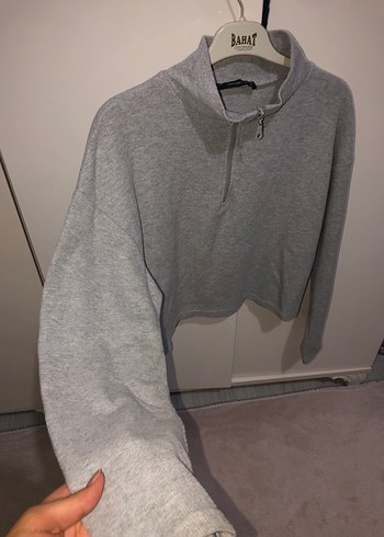 Trendyol & Milla Gri Yarım Fermuarlı Kadın Sweatshirt