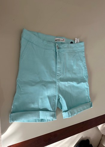 Düğmeli koton şort - Görsel 4