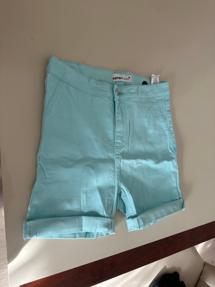 Düğmeli koton şort - Görsel 4