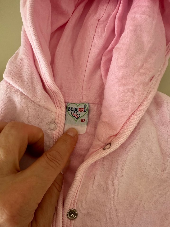 Pembe Nakışlı Bebek Tulumu, Düğmeli - Görsel 3