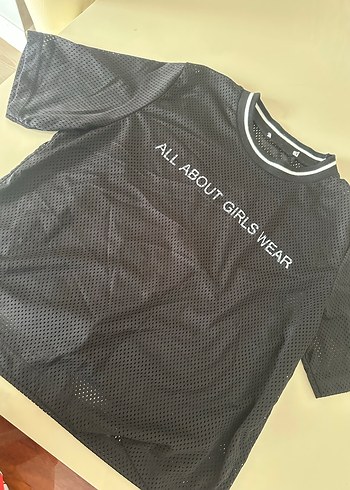 Kız Çocuk Siyah file  Detaylı Tişört astarlı - Görsel 3