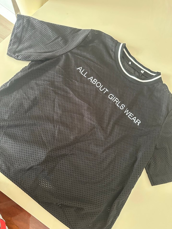 Kız Çocuk Siyah file  Detaylı Tişört astarlı - Görsel 3