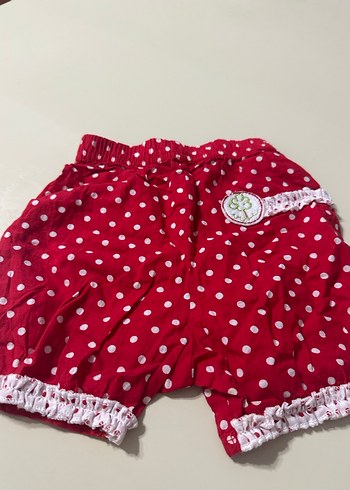 Kız Çocuk Kırmızı Nakışlı Dantelli Şort - Görsel 2