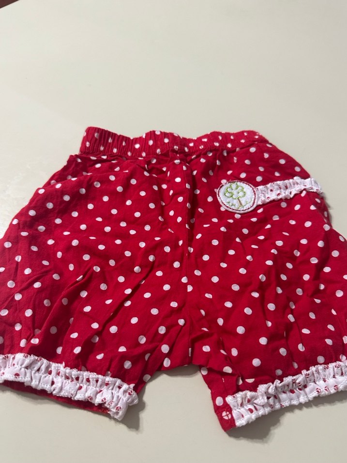 Kız Çocuk Kırmızı Nakışlı Dantelli Şort - Görsel 2