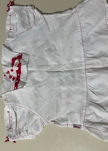 Nakışlı Beyaz Kız Çocuk Kısa Kollu Gömlek - Görsel 2