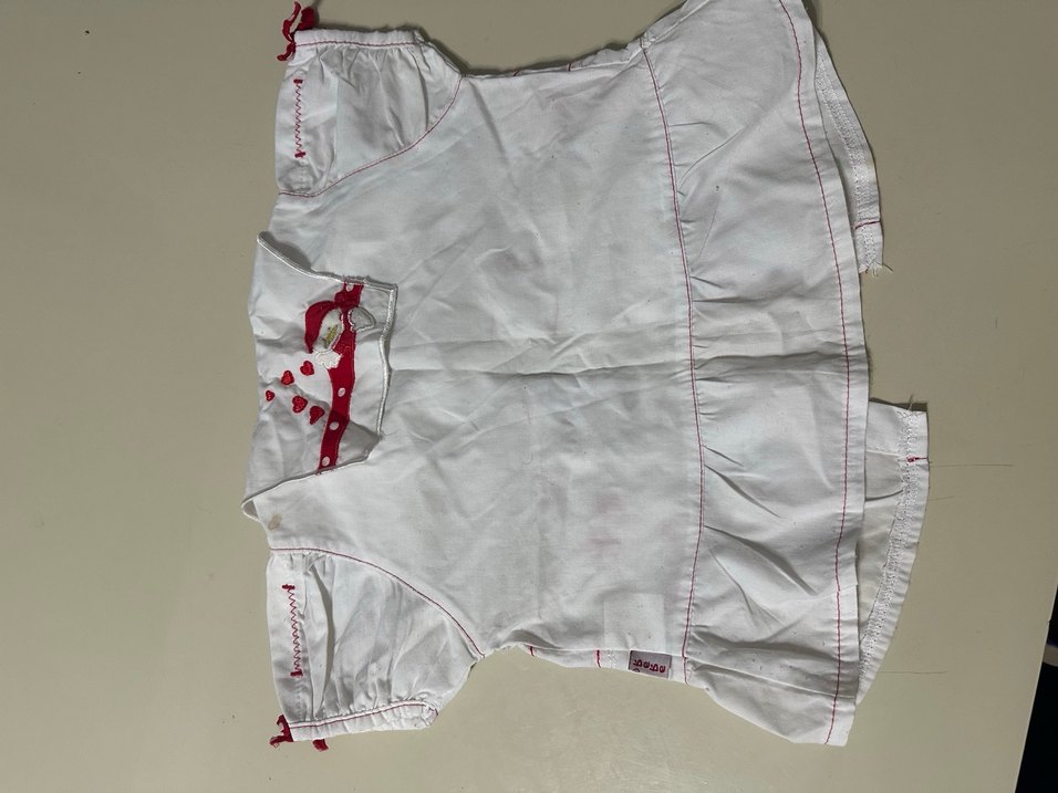 Nakışlı Beyaz Kız Çocuk Kısa Kollu Gömlek - Görsel 2