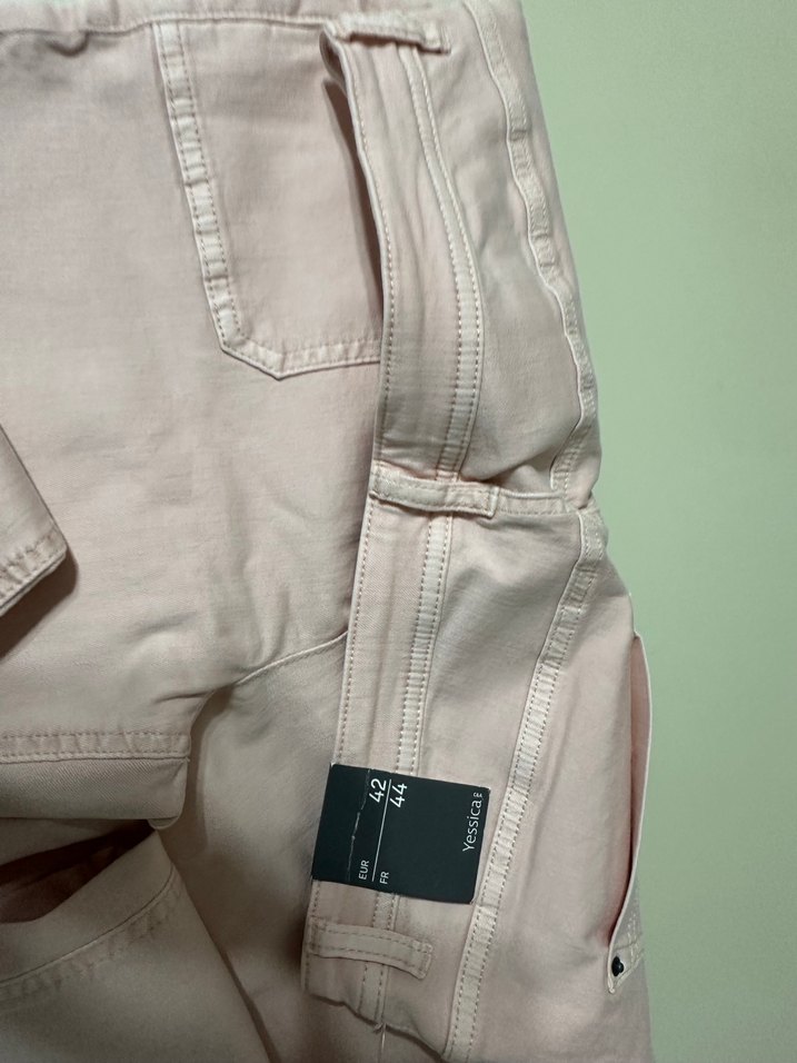 Pembe Midi Denim Kadın Pantolon - Görsel 3