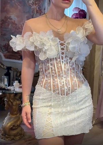 3 boyutlu Mini Dantel Gelinlik - Görsel 4