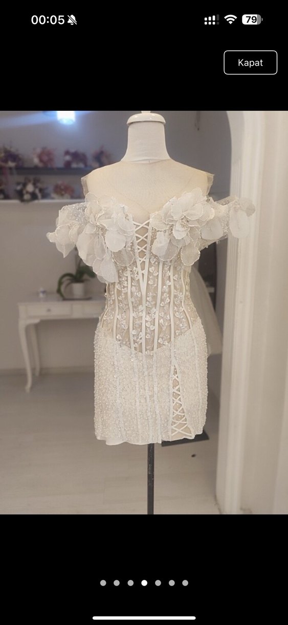 3 boyutlu Mini Dantel Gelinlik - Görsel 3