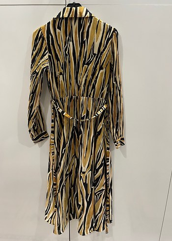 Zebra Desenli Uzun Kollu Pilili Elbise - Görsel 2