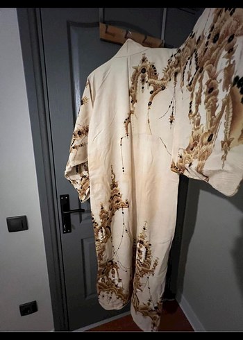 Nakışlı Uzun Japon Kimono - Görsel 3