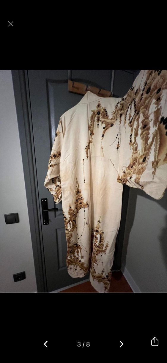 Nakışlı Uzun Japon Kimono - Görsel 3