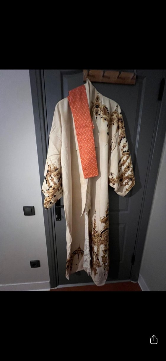 Nakışlı Uzun Japon Kimono - Görsel 2