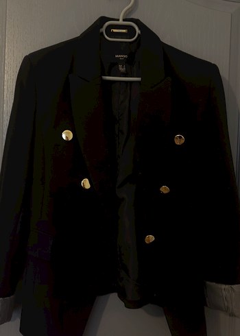 Kadın Siyah Düğmeli Midi Blazer Ceket - Görsel 2