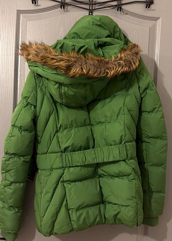 Kemerli Yeşil Kadın Kış Montu - Görsel 3