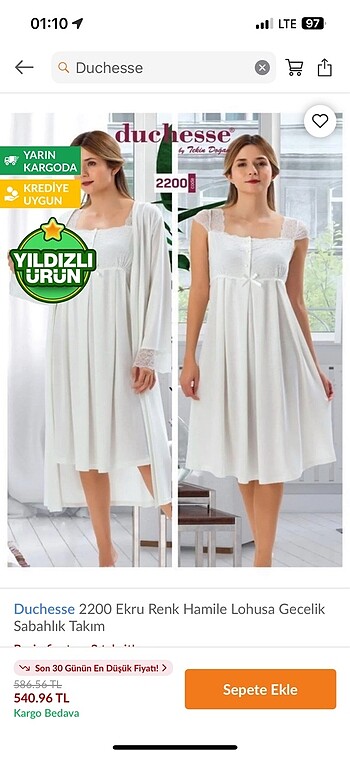 Duchesse HAMİLE LOHUSA GECELİĞİ