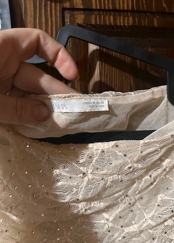 Zara Bej  Drapeli Straplez Bluz - Görsel 3