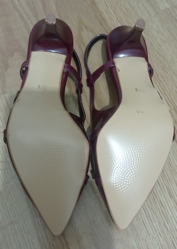 Bordo Rugan Tokalı Stiletto Kadın Ayakkabı - Görsel 6