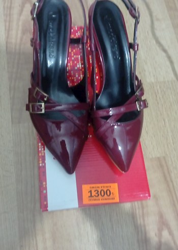 Bordo Rugan Tokalı Stiletto Kadın Ayakkabı - Görsel 7