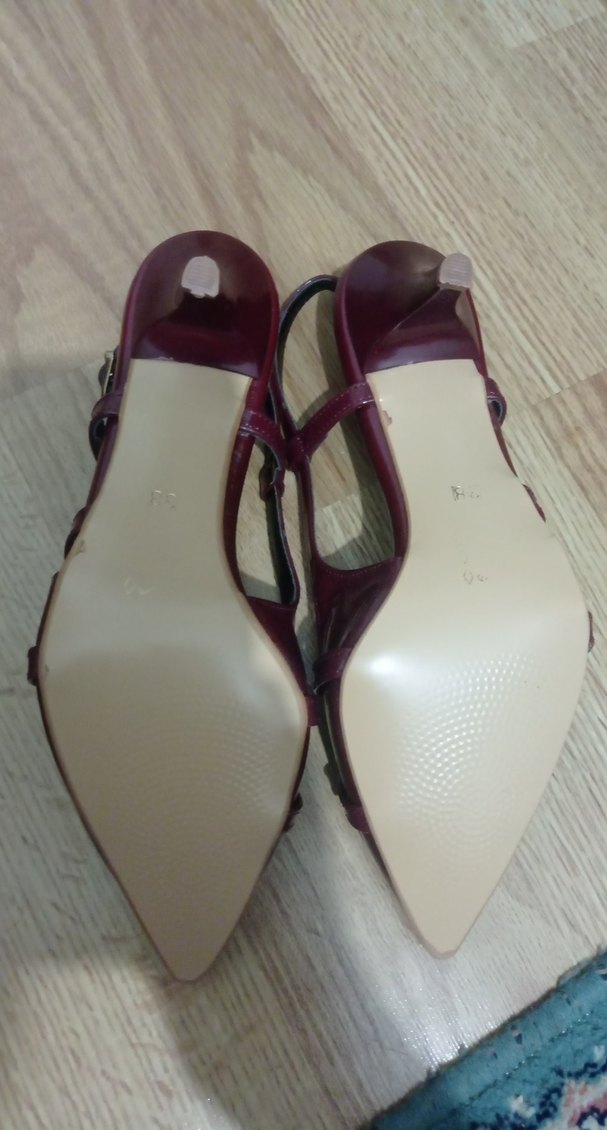 Bordo Rugan Tokalı Stiletto Kadın Ayakkabı - Görsel 5