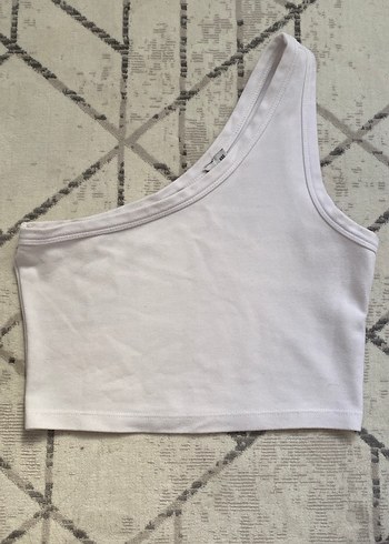 Beyaz Tek Omuzlu Crop Top