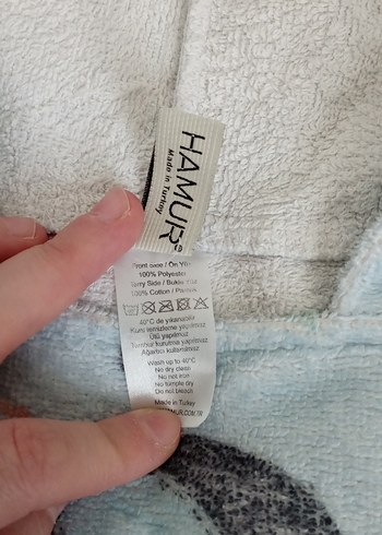 Kapüşonlu Çocuk Bornozu Gri Desenli - Görsel 2