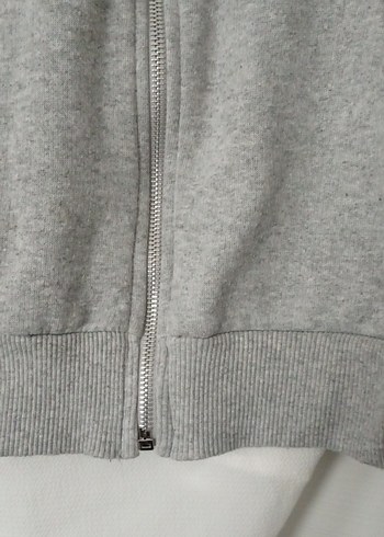 Gri Fermuarlı Kapüşonlu Kadın Sweatshirt - Görsel 3