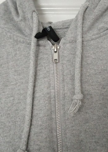 Gri Fermuarlı Kapüşonlu Kadın Sweatshirt - Görsel 5