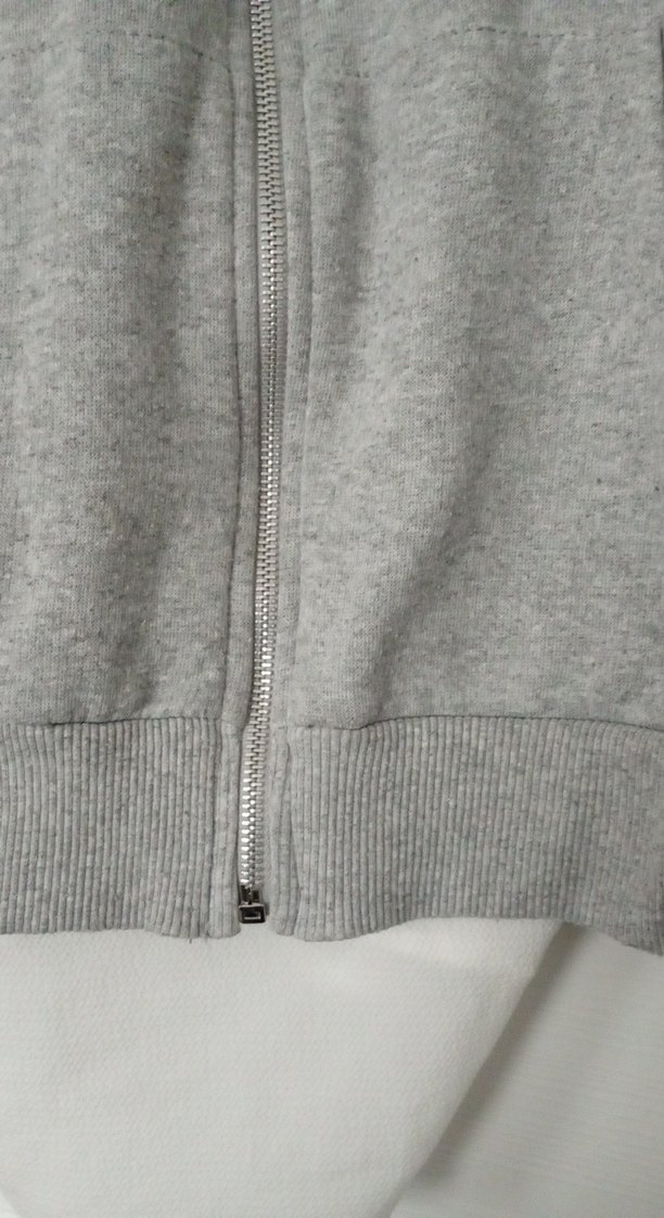 Gri Fermuarlı Kapüşonlu Kadın Sweatshirt - Görsel 3