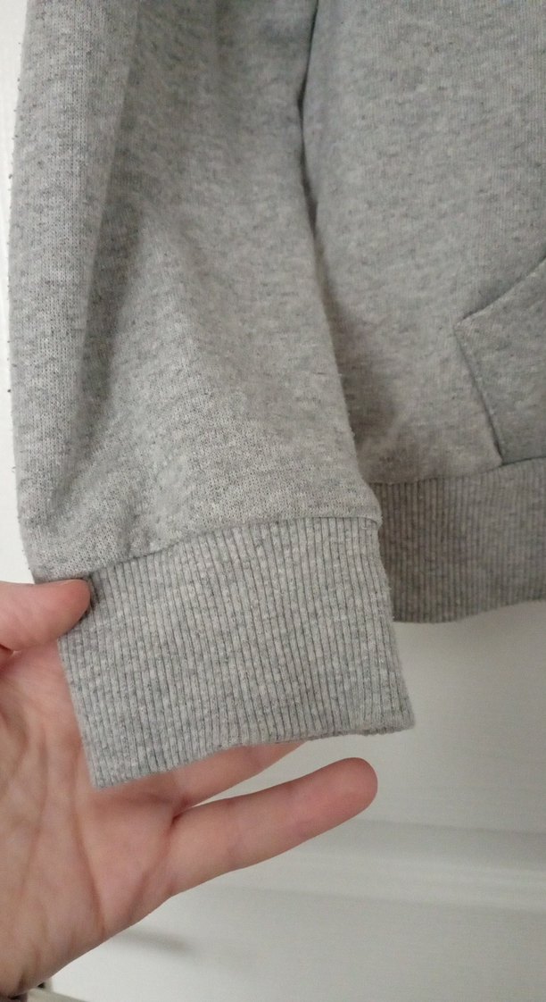 Gri Fermuarlı Kapüşonlu Kadın Sweatshirt - Görsel 2