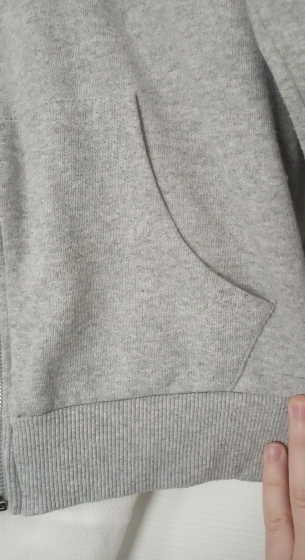 Gri Fermuarlı Kapüşonlu Kadın Sweatshirt - Görsel 4