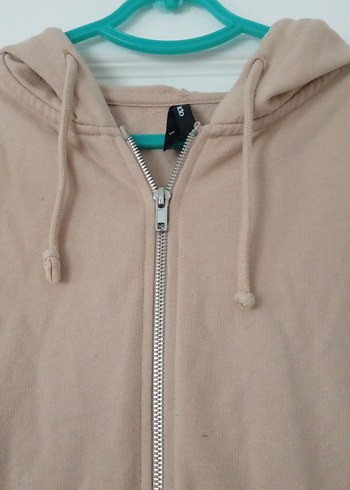 Bej Kapüşonlu Fermuarlı Kadın Sweatshirt - Görsel 3