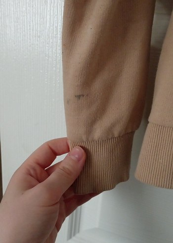 Bej Kapüşonlu Fermuarlı Kadın Sweatshirt - Görsel 5