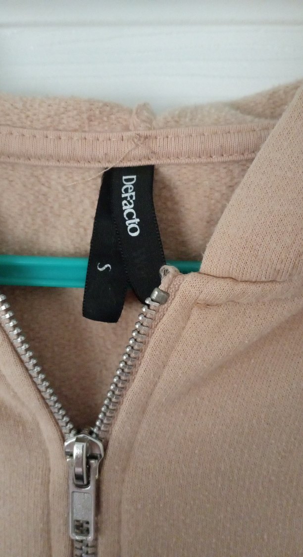 Bej Kapüşonlu Fermuarlı Kadın Sweatshirt - Görsel 2