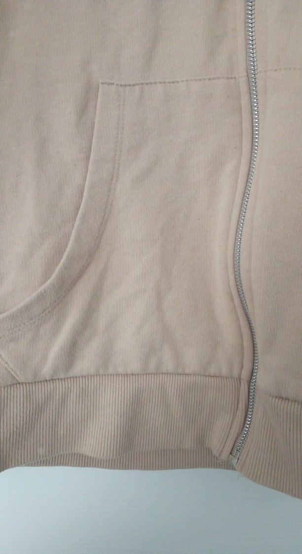 Bej Kapüşonlu Fermuarlı Kadın Sweatshirt - Görsel 4