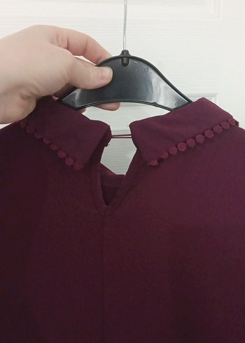 Uzun Kollu Bordo Nakışlı Bohem Tunik - Görsel 6