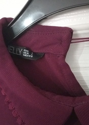 Uzun Kollu Bordo Nakışlı Bohem Tunik - Görsel 4