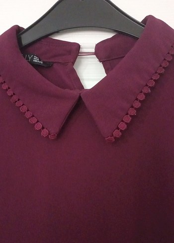 Uzun Kollu Bordo Nakışlı Bohem Tunik - Görsel 5