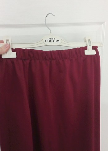 Bordo Fırfırlı Uzun Kollu Kadın tunık etek ıkılı takım - Görsel 9