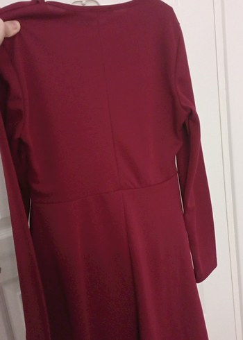 Bordo Fırfırlı Uzun Kollu Kadın tunık etek ıkılı takım - Görsel 7