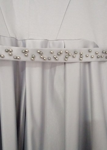 Gri Drapeli Uzun Kadın Elbise - Görsel 2