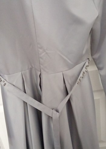 Gri Drapeli Uzun Kadın Elbise - Görsel 6