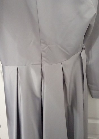 Gri Drapeli Uzun Kadın Elbise - Görsel 5