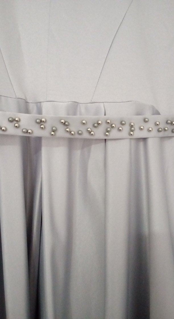 Gri Drapeli Uzun Kadın Elbise - Görsel 2