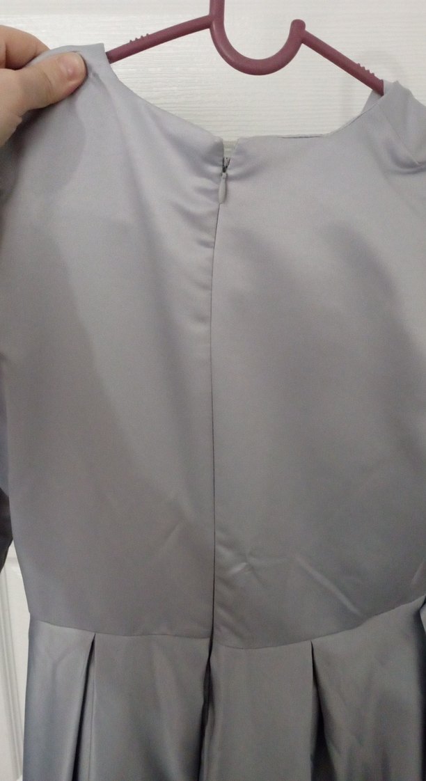 Gri Drapeli Uzun Kadın Elbise - Görsel 4